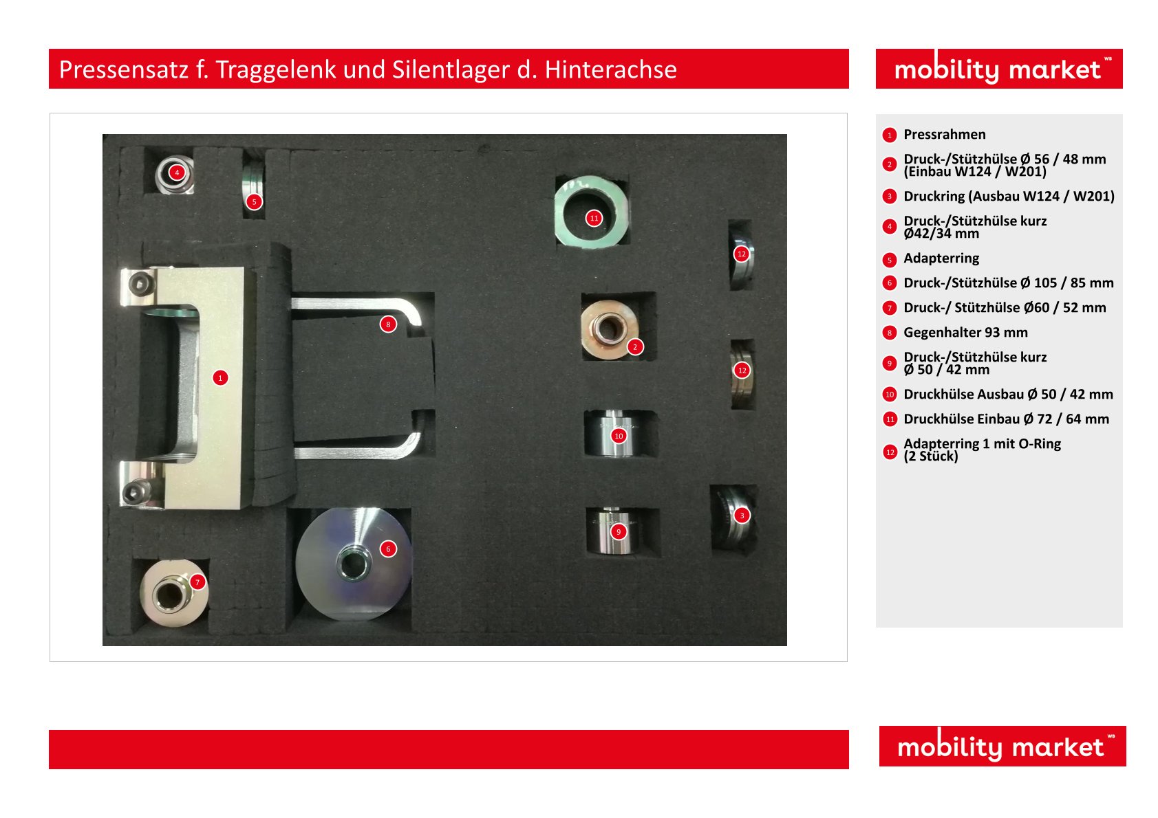 pressensatz f. traggelenk vo.u. hi / hinterachslager mb
