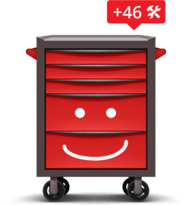 Glücklicher Werkzeugschrank mit größerem Sortiment